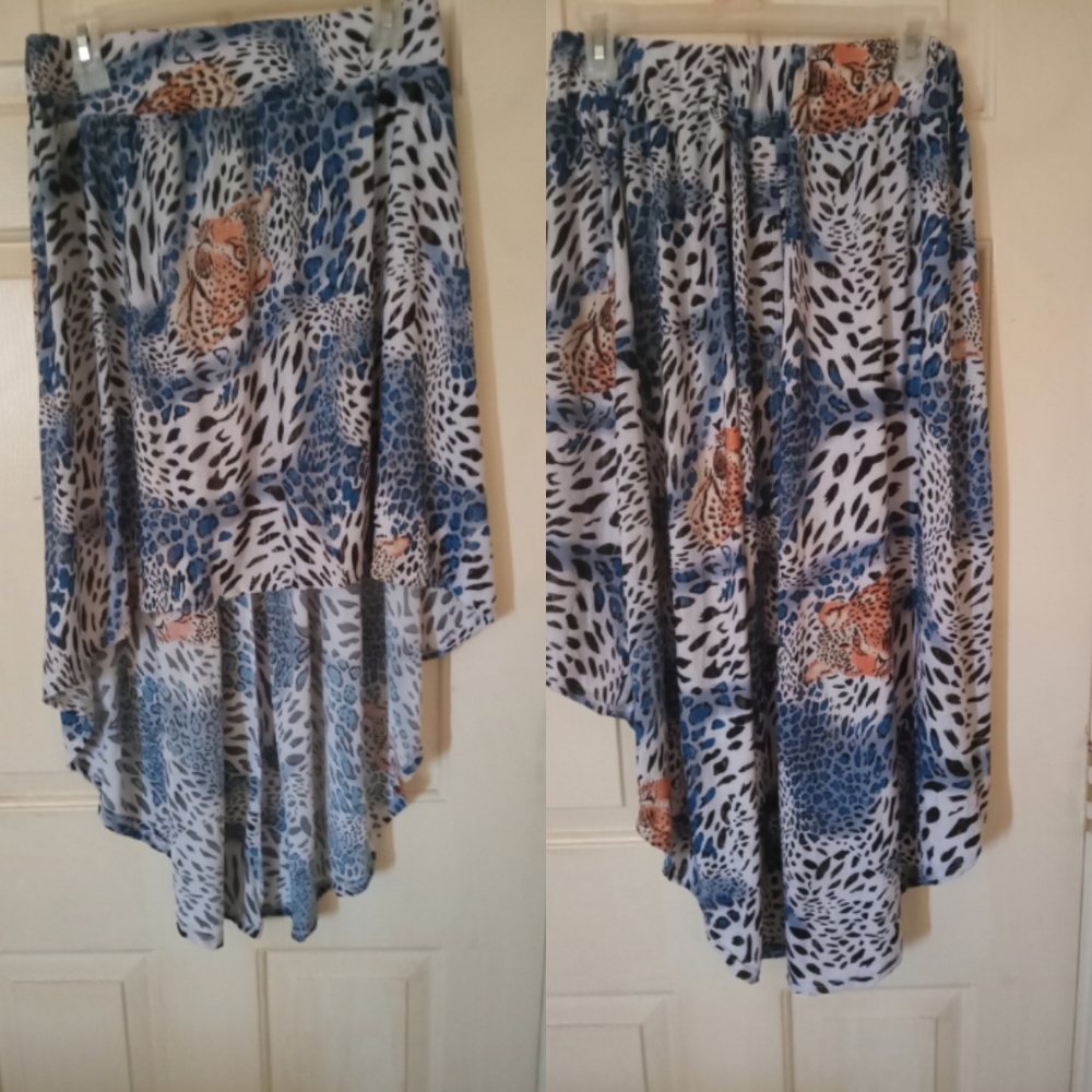 Blue animal print - high low skirt